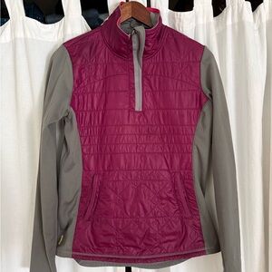 Lole Burgundy and Gray Quilted Pullover